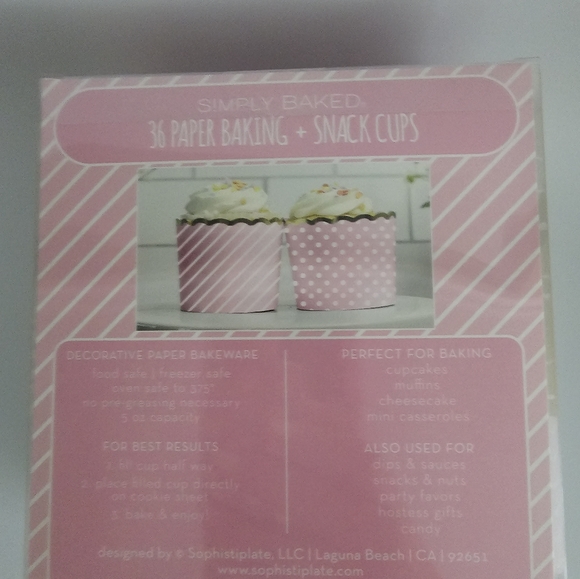 36 PC Baking & Snack Cups Pink  Stripe Gold Dots Heavy Paper Cupcake Treat Snack - Picture 6 of 6